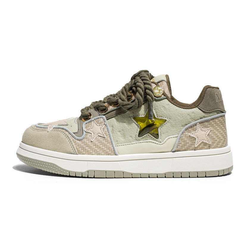 【ユニークデザイン】西湖龍井星スニーカー | 夏のカップルスタイル ローカット 通気性 高さアップスニーカー(ファブリックアッパー&ソール)