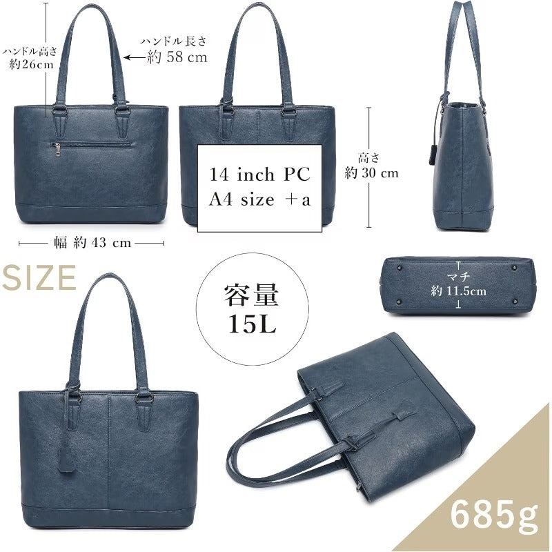 【Gusio Italy 19-8091 メンズ トートバッグ】大容量、軽量、PC A4 14インチ対応、ビジネスカジュアル ワーク/スクール/ビジネスに最適