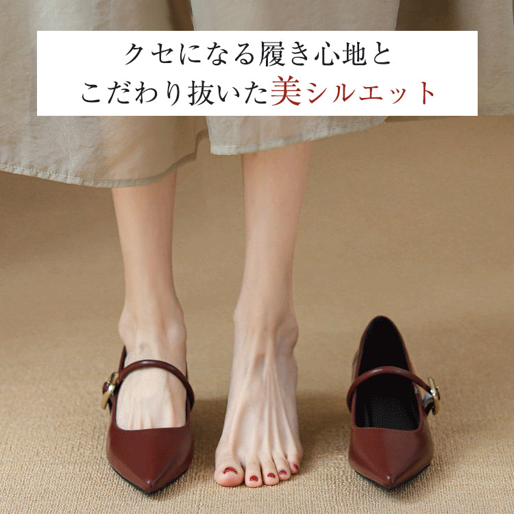 [Repeated Customers] Mary Jane Pointed Toe Pumps with 5cm Heels for Comfort and Comfort for Commuting 