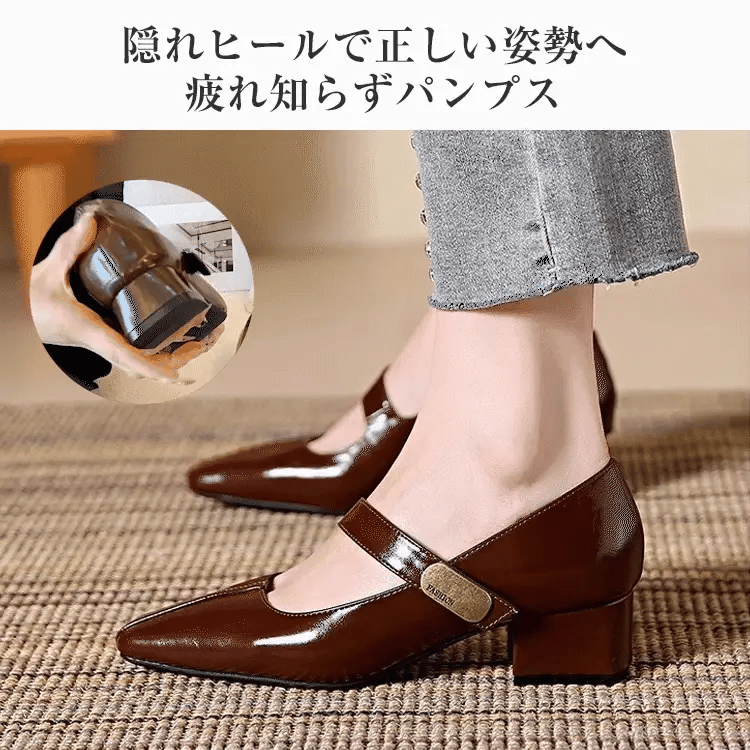 Mary Jane Pumps with 7cm Heels, Straps, and Chunky Heels, Easy to Wear for Commuting 
