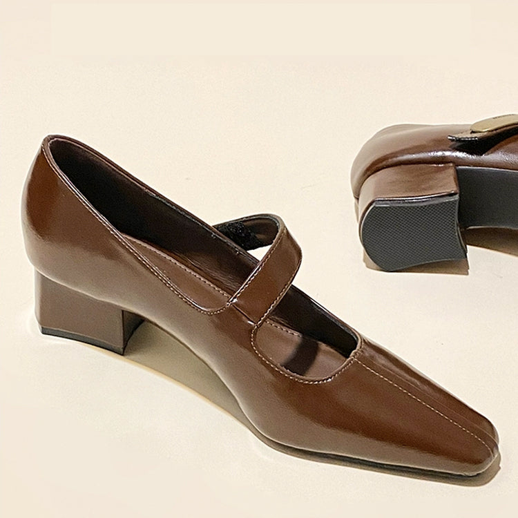 Mary Jane Pumps with 7cm Heels, Straps, and Chunky Heels, Easy to Wear for Commuting 