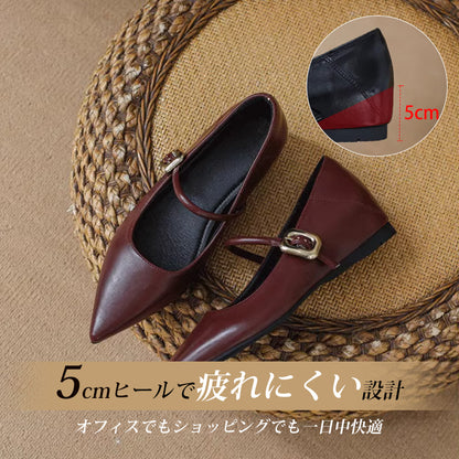 [Repeated Customers] Mary Jane Pointed Toe Pumps with 5cm Heels for Comfort and Comfort for Commuting 