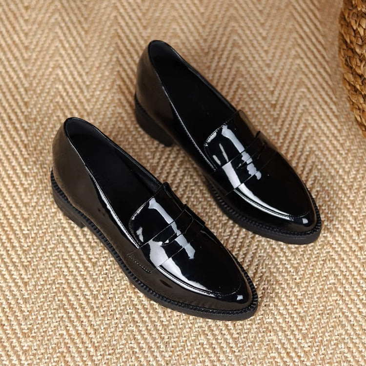 Best Seller: Bit Loafers, Patent Leather Shoes with 6cm Heels, Available in 4 Styles, Comfortable to Walk in, Black, Perfect for Commuting and Casual Wear 
