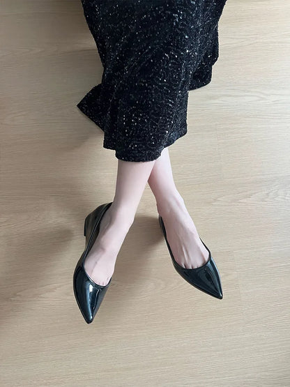【当店No.1】 ポインテッドトゥパンプス エナメルパンプス インヒール5cmUP 細見え・脚長効果 小さいサイズ