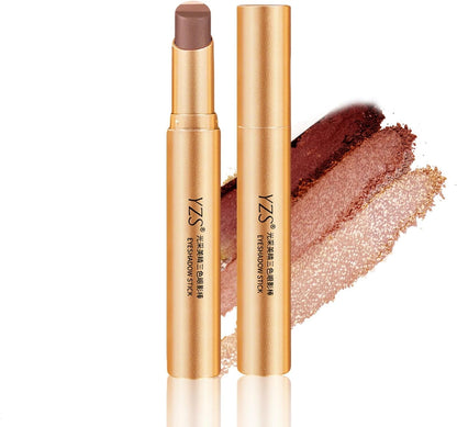 アイシャドウスティック 3色 グラデーション 12時間ウォータープルーフ 耐汗・耐油 高密着(マット仕上げ) ナチュラルベアメイク 涙袋 高発色 伸びる 初心者向け