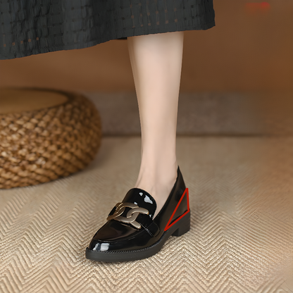 Best Seller: Bit Loafers, Patent Leather Shoes with 6cm Heels, Available in 4 Styles, Comfortable to Walk in, Black, Perfect for Commuting and Casual Wear 