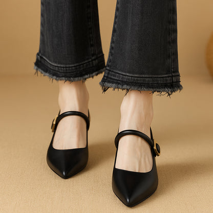 [Repeated Customers] Mary Jane Pointed Toe Pumps with 5cm Heels for Comfort and Comfort for Commuting 