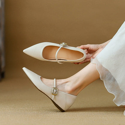 [Repeated Customers] Mary Jane Pointed Toe Pumps with 5cm Heels for Comfort and Comfort for Commuting 