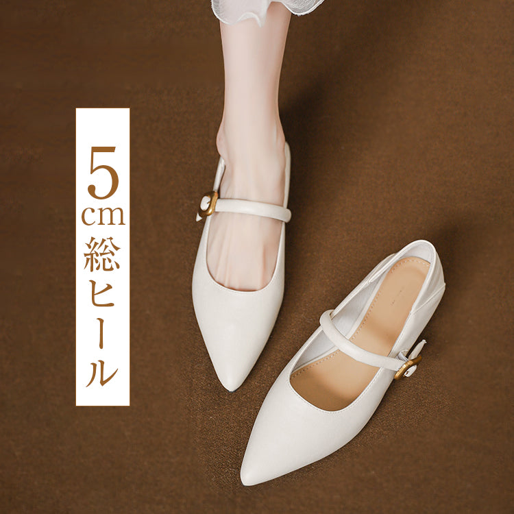 [Repeated Customers] Mary Jane Pointed Toe Pumps with 5cm Heels for Comfort and Comfort for Commuting 