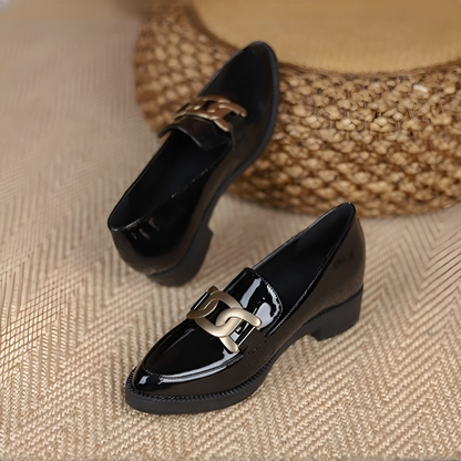Best Seller: Bit Loafers, Patent Leather Shoes with 6cm Heels, Available in 4 Styles, Comfortable to Walk in, Black, Perfect for Commuting and Casual Wear 