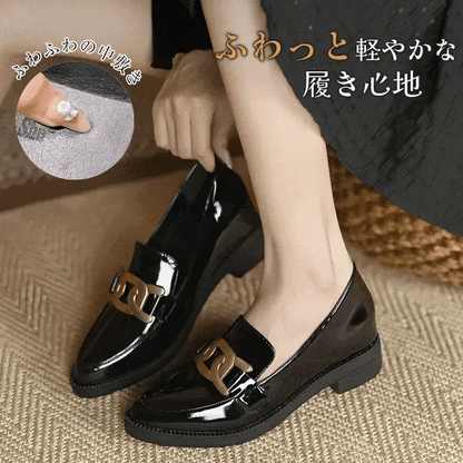 Best Seller: Bit Loafers, Patent Leather Shoes with 6cm Heels, Available in 4 Styles, Comfortable to Walk in, Black, Perfect for Commuting and Casual Wear 