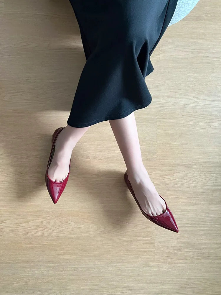 【当店No.1】 ポインテッドトゥパンプス エナメルパンプス インヒール5cmUP 細見え・脚長効果 小さいサイズ