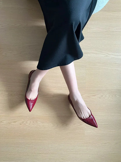 【当店No.1】 ポインテッドトゥパンプス エナメルパンプス インヒール5cmUP 細見え・脚長効果 小さいサイズ