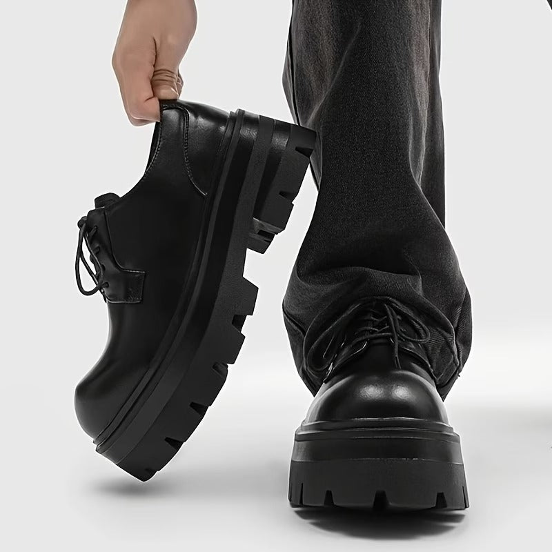 クラシック厚底メンズシューズ、快適滑り止めマイクロファイバーアッパー＆ゴム底、耐久性抜群のフォーマルシューズ、パーティー・休日・結婚式用メンズシューズ