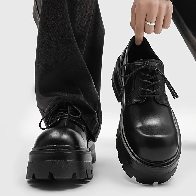 クラシック厚底メンズシューズ、快適滑り止めマイクロファイバーアッパー＆ゴム底、耐久性抜群のフォーマルシューズ、パーティー・休日・結婚式用メンズシューズ