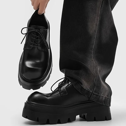 クラシック厚底メンズシューズ、快適滑り止めマイクロファイバーアッパー＆ゴム底、耐久性抜群のフォーマルシューズ、パーティー・休日・結婚式用メンズシューズ