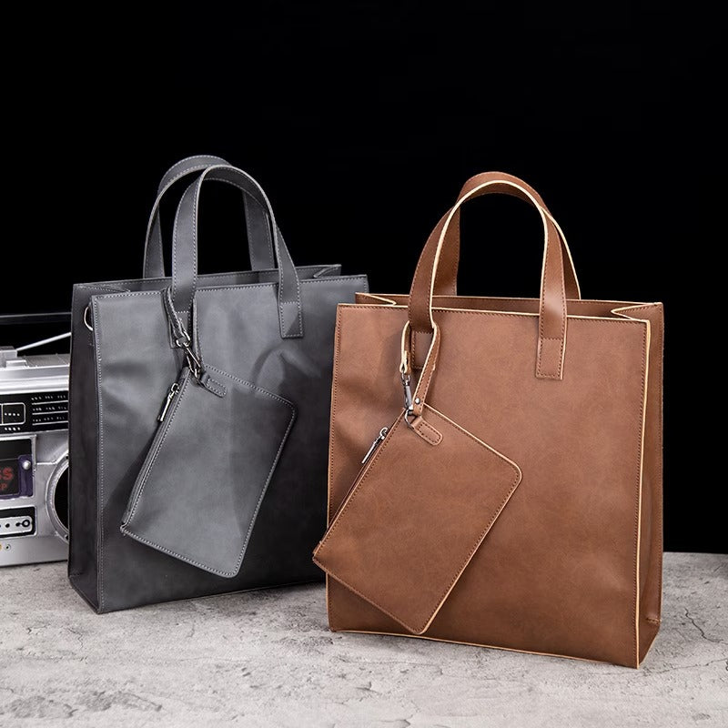 縦型ファッショナブルヴィンテージ クレイジーホースレザートートバッグ、トレンディなメッセンジャーバッグ、メンズショルダーバッグ