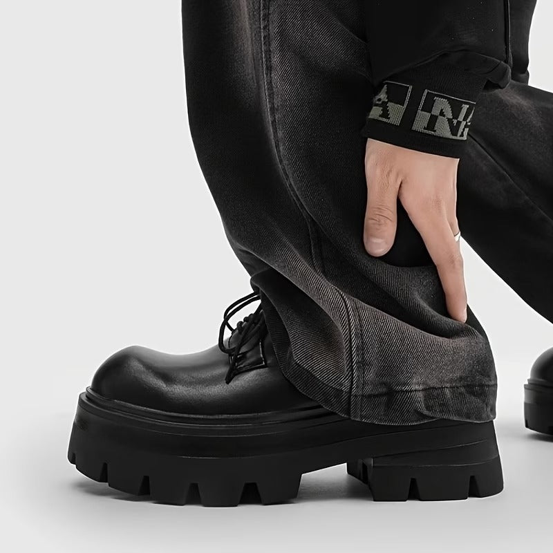 クラシック厚底メンズシューズ、快適滑り止めマイクロファイバーアッパー＆ゴム底、耐久性抜群のフォーマルシューズ、パーティー・休日・結婚式用メンズシューズ