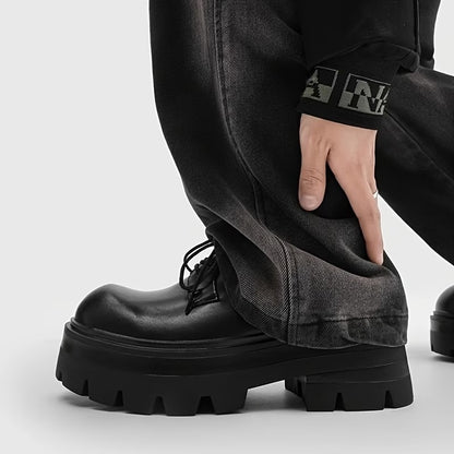 クラシック厚底メンズシューズ、快適滑り止めマイクロファイバーアッパー＆ゴム底、耐久性抜群のフォーマルシューズ、パーティー・休日・結婚式用メンズシューズ