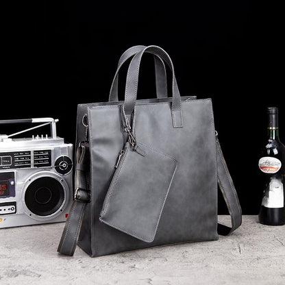 縦型ファッショナブルヴィンテージ クレイジーホースレザートートバッグ、トレンディなメッセンジャーバッグ、メンズショルダーバッグ