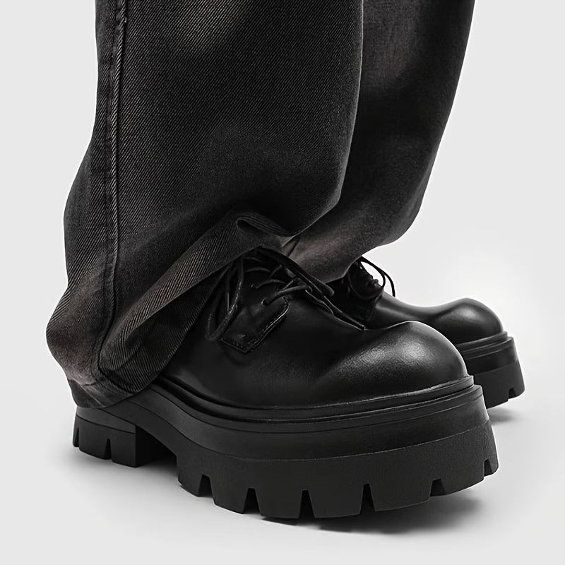 クラシック厚底メンズシューズ、快適滑り止めマイクロファイバーアッパー＆ゴム底、耐久性抜群のフォーマルシューズ、パーティー・休日・結婚式用メンズシューズ