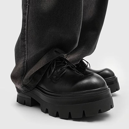 クラシック厚底メンズシューズ、快適滑り止めマイクロファイバーアッパー＆ゴム底、耐久性抜群のフォーマルシューズ、パーティー・休日・結婚式用メンズシューズ