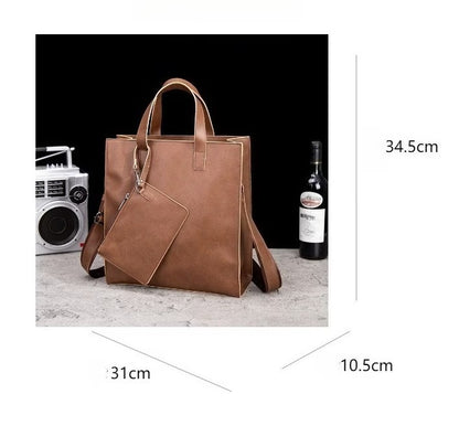 縦型ファッショナブルヴィンテージ クレイジーホースレザートートバッグ、トレンディなメッセンジャーバッグ、メンズショルダーバッグ