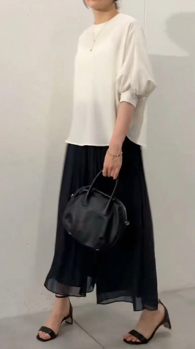 パールシフォンプリーツビーチパンツスカート