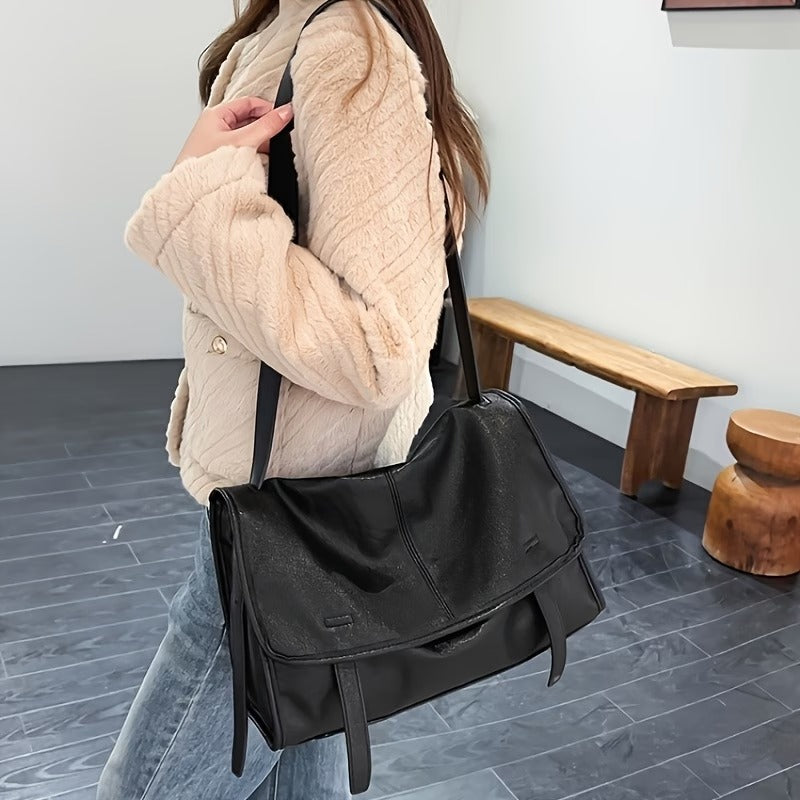 レディース 大容量 本革トートバッグ - ヴィンテージ風 メッセンジャーバッグ 通勤・旅行に最適 マグネットクロージャー＆調整可能ストラップ付き