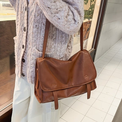 レディース 大容量 本革トートバッグ - ヴィンテージ風 メッセンジャーバッグ 通勤・旅行に最適 マグネットクロージャー＆調整可能ストラップ付き