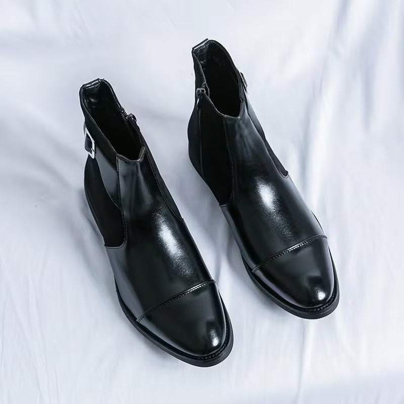 メンズアンクルブーツ｜ポインテッドトゥ、ジッパークロージャー、滑り止めラバーソール、クッションライニング - カジュアル＆パーティー、オールシーズン、シンプルデザイン、頑丈な作り