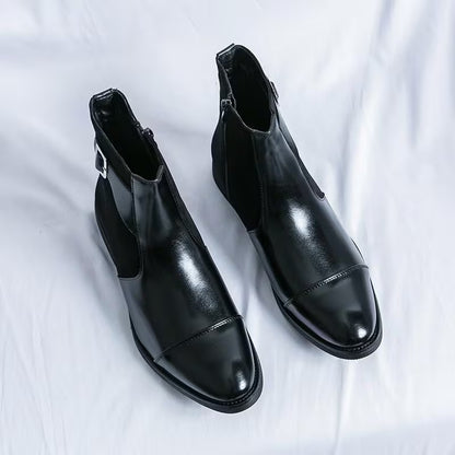 メンズアンクルブーツ｜ポインテッドトゥ、ジッパークロージャー、滑り止めラバーソール、クッションライニング - カジュアル＆パーティー、オールシーズン、シンプルデザイン、頑丈な作り