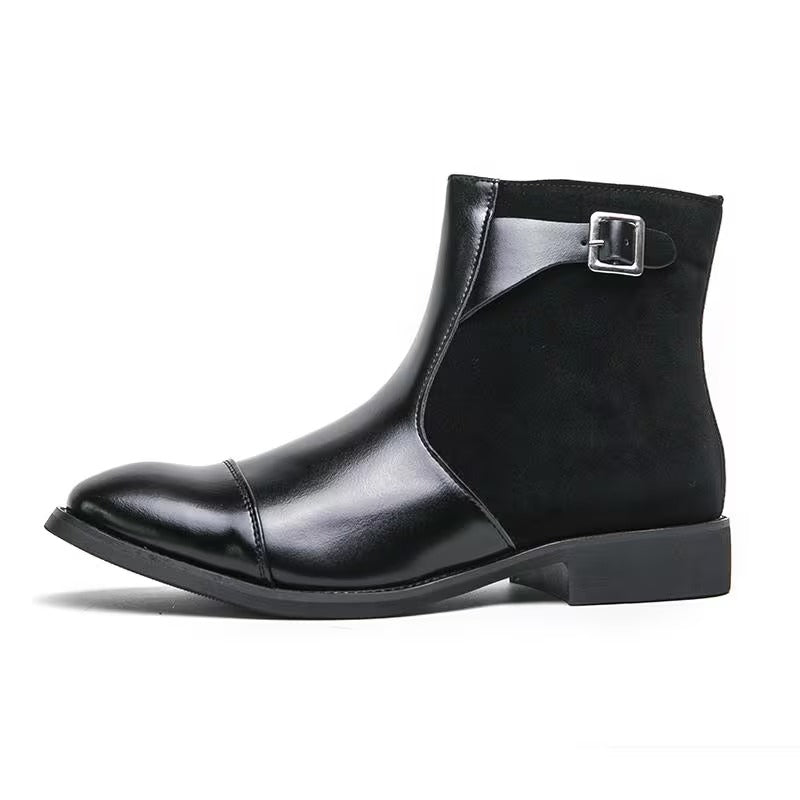 メンズアンクルブーツ｜ポインテッドトゥ、ジッパークロージャー、滑り止めラバーソール、クッションライニング - カジュアル＆パーティー、オールシーズン、シンプルデザイン、頑丈な作り