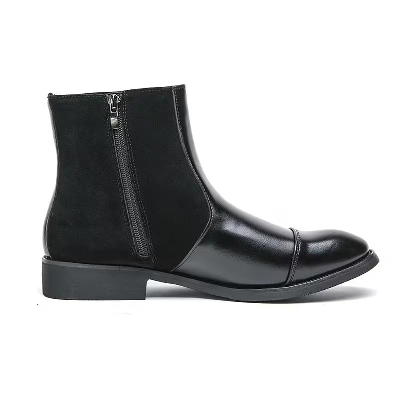メンズアンクルブーツ｜ポインテッドトゥ、ジッパークロージャー、滑り止めラバーソール、クッションライニング - カジュアル＆パーティー、オールシーズン、シンプルデザイン、頑丈な作り