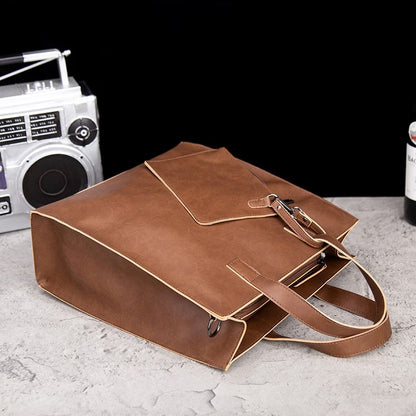 縦型ファッショナブルヴィンテージ クレイジーホースレザートートバッグ、トレンディなメッセンジャーバッグ、メンズショルダーバッグ