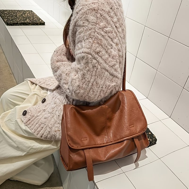 レディース 大容量 本革トートバッグ - ヴィンテージ風 メッセンジャーバッグ 通勤・旅行に最適 マグネットクロージャー＆調整可能ストラップ付き