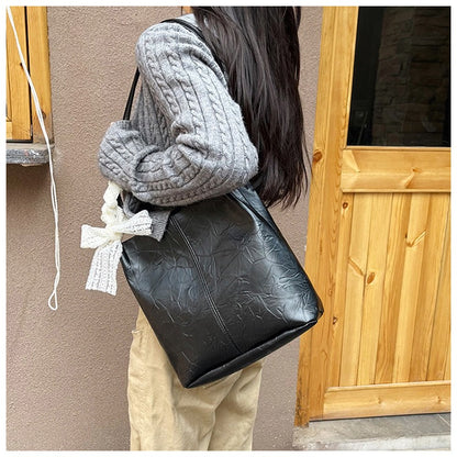 【2026年版】大容量 レース リボン テクスチャー 簡単 カジュアル 通勤 通学 下 arm バケット ハンドバッグ ショルダーバッグ レディース | 布製, ミックスカラー, フタ付き