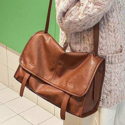レディース 大容量 本革トートバッグ - ヴィンテージ風 メッセンジャーバッグ 通勤・旅行に最適 マグネットクロージャー＆調整可能ストラップ付き