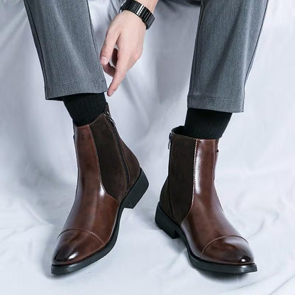 メンズアンクルブーツ｜ポインテッドトゥ、ジッパークロージャー、滑り止めラバーソール、クッションライニング - カジュアル＆パーティー、オールシーズン、シンプルデザイン、頑丈な作り