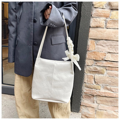 【2026年版】大容量 レース リボン テクスチャー 簡単 カジュアル 通勤 通学 下 arm バケット ハンドバッグ ショルダーバッグ レディース | 布製, ミックスカラー, フタ付き