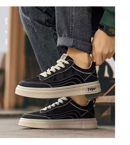 キャンバス メンズシューズ 秋用 通気性 防臭 ブラッククロスシューズ 人気迷彩スニーカー 滑り止め 身長アップ カジュアルスポーツ トレンドシューズ