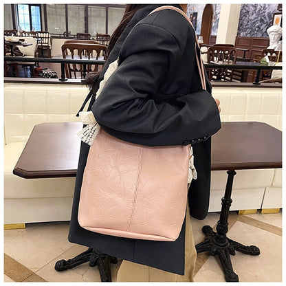 【2026年版】大容量 レース リボン テクスチャー 簡単 カジュアル 通勤 通学 下 arm バケット ハンドバッグ ショルダーバッグ レディース | 布製, ミックスカラー, フタ付き