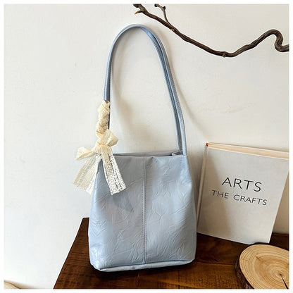 【2026年版】大容量 レース リボン テクスチャー 簡単 カジュアル 通勤 通学 下 arm バケット ハンドバッグ ショルダーバッグ レディース | 布製, ミックスカラー, フタ付き