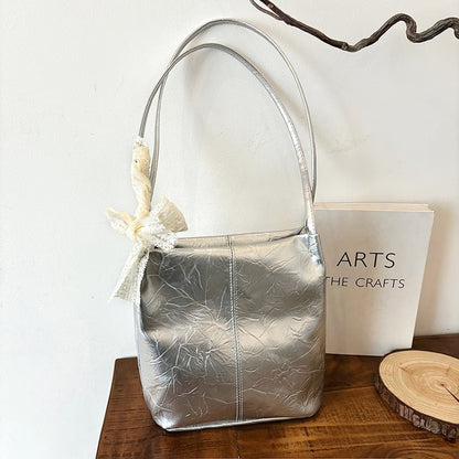 【2026年版】大容量 レース リボン テクスチャー 簡単 カジュアル 通勤 通学 下 arm バケット ハンドバッグ ショルダーバッグ レディース | 布製, ミックスカラー, フタ付き