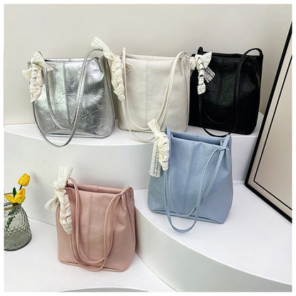 【2026年版】大容量 レース リボン テクスチャー 簡単 カジュアル 通勤 通学 下 arm バケット ハンドバッグ ショルダーバッグ レディース | 布製, ミックスカラー, フタ付き