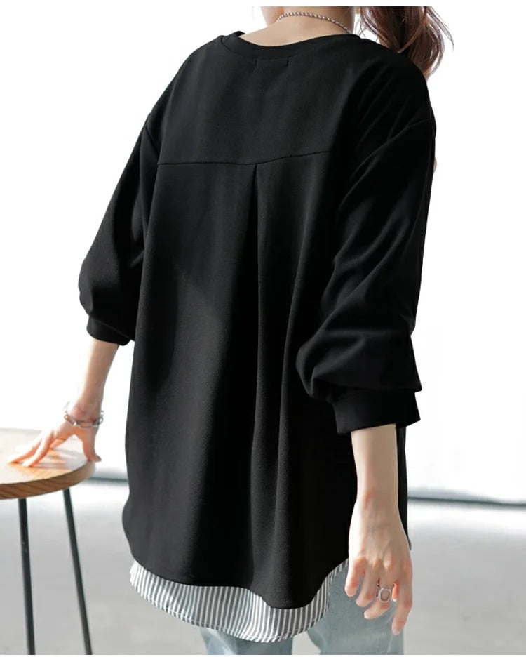 ベーシックカラー 丸襟 ロングスリーブ