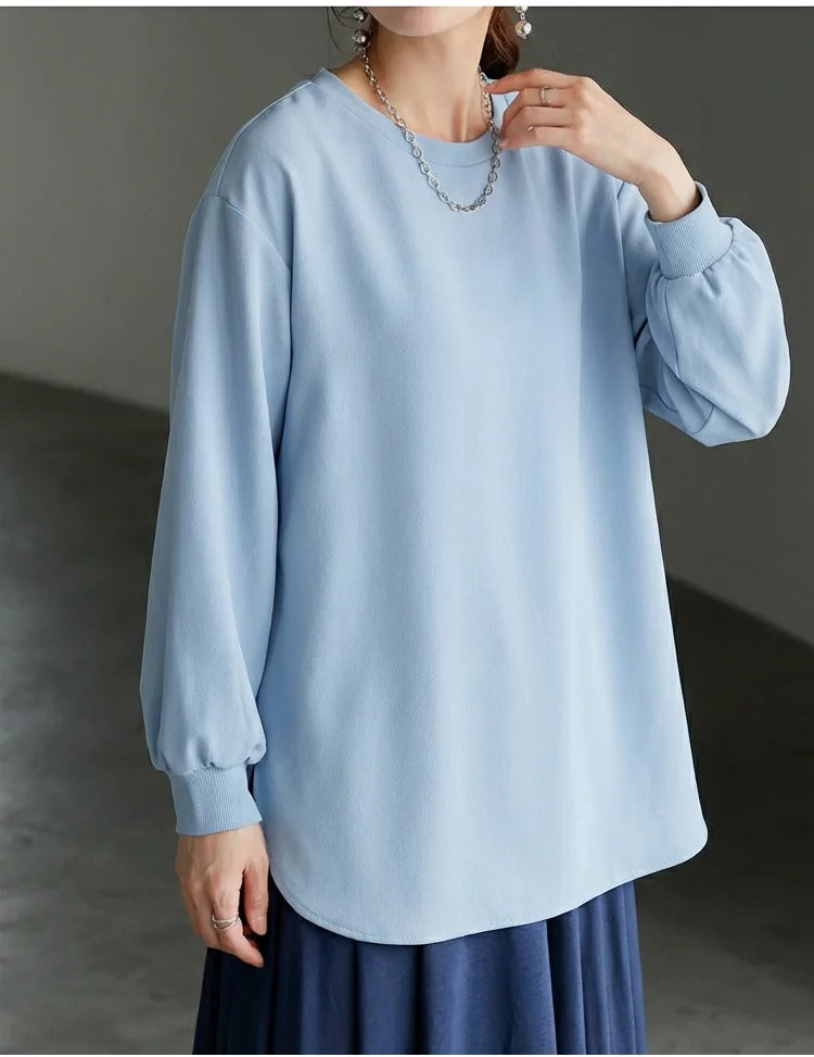 ベーシックカラー 丸襟 ロングスリーブ