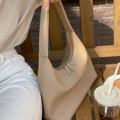 レディース用ソフトトートバッグ レトロシンプルファッション シングルショルダー 餃子バッグ ニッチデザイン 大容量 通勤用