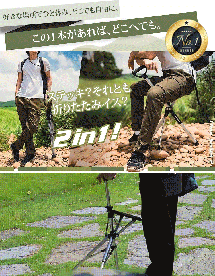 伸縮可能ステッキチェア