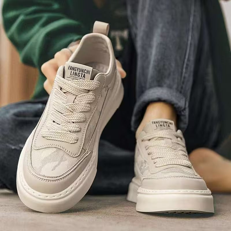 キャンバス メンズシューズ 秋用 通気性 防臭 ブラッククロスシューズ 人気迷彩スニーカー 滑り止め 身長アップ カジュアルスポーツ トレンドシューズ